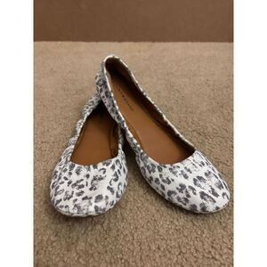 Lucky Brand Womens Size 7.5 M Leopard Animal Print Emmie Leather Ballet Flats